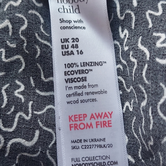 BNWT Nobody’s Child UK Size 20 Saffy Squiggle Black Curve Dress Knee Length - Picture 8 of 8